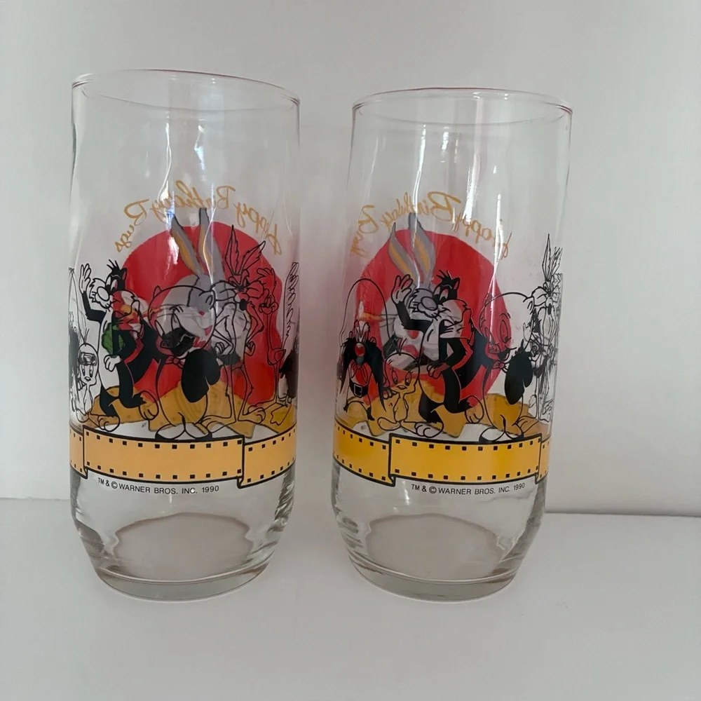 1990 Happy Birthday Bugs 50th Anniversary Collectible Glassware Warner Bros